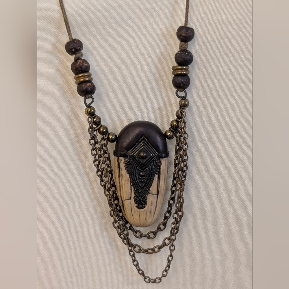 Adjustable Necklace with Tribal-Inspired Pendant, Bohemian Jewelry, Boho